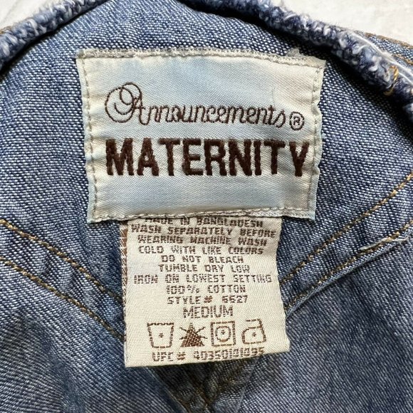 Announcements Maternity Denim Overalls Women’s Size Medium Vintage - Picture 4 of 9